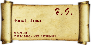 Hendl Irma névjegykártya